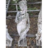 A WEATHERED CONCRETE FEMALE GARDEN STATUE, height 138cm Condition Report:appears in good