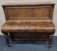 JOHN BROADWOOD AND SONS OF LONDON, A VICTORIAN ROSEWOOD AND EBONISED CASED UPRIGHT PIANO, the hinged
