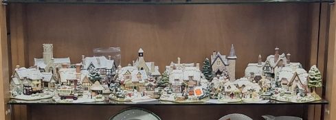 EIGHTEEN SNOW COVERED LILLIPUT LANE SCULPTURES, comprising seven 'Illuminated Cottage' series, 'Lead