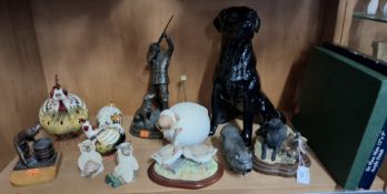 A GROUP OF ANIMAL FIGURES, ETC, to include a Royal Doulton Vietnamese Pot Bellied Pig, a Beswick