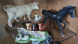 A GROUP OF ANIMAL FIGURES, comprising a Beswick Connoisseur Collection Charolais Cow and Calf on