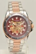 A 'SWAN & EDGAR' WRISTWATCH, automatic movement, skeleton dial, Arabic numerals, rotation bezel,