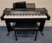 A TECHNICS PR40 DIGITAL PIANO, with a control panel and two pedals, along with a stool Dimensions: