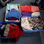 FOUR BOXES OF LADIES CLOTHES, approximatly seventy - five items, to include jumpers, quarter zip