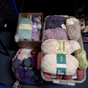THREE BOXES OF QUALITY YARN, approximatly seventy-five examples of various styles and colours, to