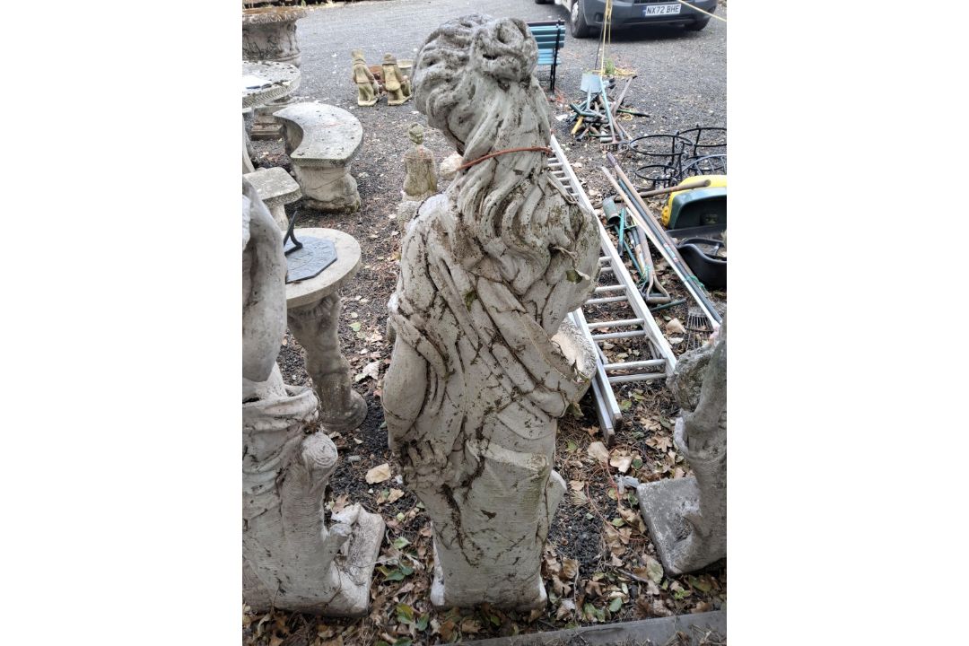 A WEATHERED CONCRETE FEMALE GARDEN STATUE, height 138cm Condition Report:appears in good - Image 4 of 4
