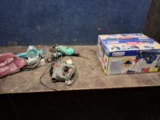 A POWER CRAFT PILLAR DRILL (NEW STILL SEALED IN BOX), a vintage Makita sander, a Performance power