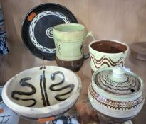 A SMALL GROUP OF POTTERY BY CHARLES AND SIDNEY TUSTIN FOR WINCHCOMBE POTTERY, comprising a