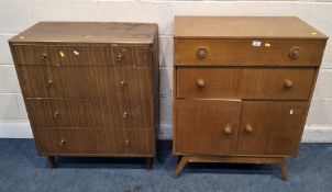 AN EARLY 20TH CENTURY OAK CUPBOARD, fitted with two drawers over double cupboard doors, along with a