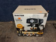 A BRAND NEW SEALED IN BOX SALTER 3 IN 1 BARISTA DeLUXE COFFEE MACHINE Condition Report:UNTESTED