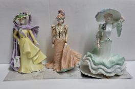 THREE COALPORT ANNUAL ASCOT LADIES DESIGNED BY DAVID SHILLING, comprising the 1987 lady featured