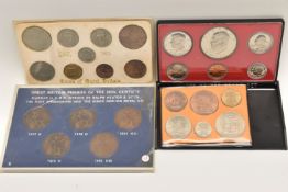 A USA 1976 Cased Proof Set 6 coins. A carded QEII 1953 9-coin set, a pouched QEII 1967 year set 6