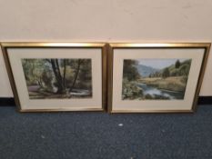 A PAIR OF ORIGINAL ACRYLIC ON PAPER PAINTINGS BY STOKE ON TRENT ARTIST, ALAN CLARK, the first