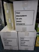 FIVE BOXES OF CLEAR PACKAGING TAPE, containing thirty six rolls per box (5 boxes)