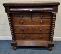 A 19TH CENTURY MAHOGANY SCOTTISH CHEST, with a long drawer above two short over two long drawers,