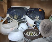 A GROUP OF MID 20TH CENTURY CERAMICS, comprising a vintage studio pottery cream jug, featuring