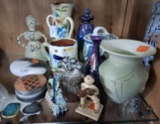 A GROUP OF STUDIO POTTERY AND OTHER CERAMICS, to include a Laurence McGowan preserve pot decorated