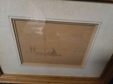 CHARLES MARCH GERE, R.A., R.W.S, (BRITISH, 1869-1957), 'FISHING ON LAKE GENEVA, PENCIL ON TONED