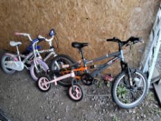 FOUR VARIOUS CHILDREN'S BIKES, to include an Apollo xpander bike Qty: 4