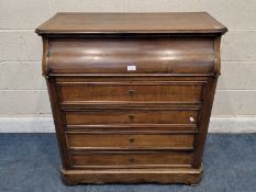 AN EARLY 20TH CENTURY COMMODE DE TOILETTE, the hinged lid enclosing a mirror, over four drawers