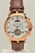 A 'SWAN & EDGAR' WRISTWATCH, automatic movement, chronograph dial, Roman numerals, gold plated case,