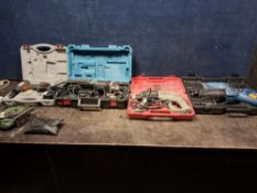A COLLECTION OF POWER TOOLS including a Top Craft SDS drill in case, a Work Zone reciprocating