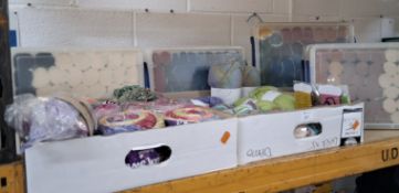 TWO BOXS AND SIX 4 LITRE PLASTIC STORAGE BOXES OF WOOL AND RUG YARN, to include six boxes with
