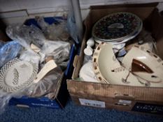 POTTERY INTEREST: TWO BOXES OF CERAMIC FRAGMENTS AND KILN FURNITURE, ETC, to include pottery