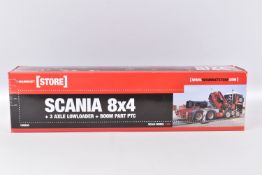 A BOXED 1:50 SCALE MAMMOET STORE MODEL TRUCK, Scania 8X4 + 3 AXle lowloader + Boom Part PTC numbered
