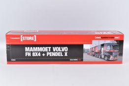 A 1:50 SCALE BOXED MAMMOET STORE MODEL TRUCK, Volvo FH 8x4 + Pendel X Euro Globetrotter, numbered