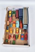 A SELECTION OF PLAYWORN DINKY AND MATCHBOX MODEL DIECAST VEHICLES, to include a Supertoys Lyons