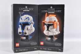 TWO BOXED AND SEALED STAR WARS HELMET COLLECTION LEGO SETS, to include Clone Commander Cody ref