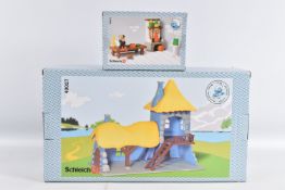 TWO BOXED COLLECTABLE SCHLEICH PEYO SMURFS PLAYSETS, to include a 1997 Gargamel's Laboratory playset