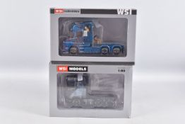 TWO BOXED 1:50 SCALE WSI COLLECTIBLES DIECAST MODEL TRUCKS, to include a Scania Streamline Topline