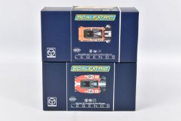 TWO BOXED SCALEXTRIC LEGENDS 1:32 SCALE SLOT CAR MODEL VEHICLE, a McLaren M7 as driven by John