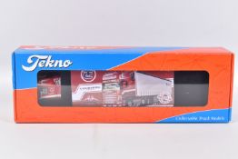 A BOXED TEKNO 1:50 SCALE COLLECTABLE MODEL TRUCK AND TRAILER, Tekno Scania 4 Willy Ceusters,
