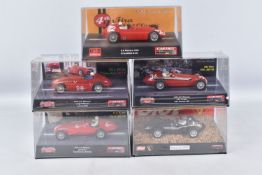 FIVE BOXED AND SEALED CARTRIX GRAND PRIX LEGENDS SLOT CARS WITH CARTRIX MICROFIBER CLOTH, to include