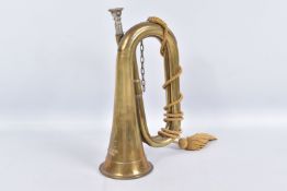 A MILITARY BUGLE MADE BY B.B.I.M. LTD, the military broad arrow is stamped above the makers name