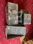 AN ASSORTMENT OF AMMUNITION BOXES AND A SMALL DEED BOX, on of the boxes appears to be in good