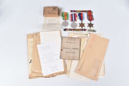 A WWII BOXED SET OF MEDALS WITH AN ARCHIVE OF EPHEMERA RELATING TO ERIC GLYN LEONARD, Eric was