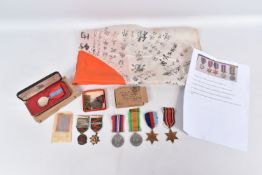 A WWII BURMA STAR BOXED SET OF MEDALS WITH A 1950'S IMPERIAL SERVICE MEDAL, the WWII medals come