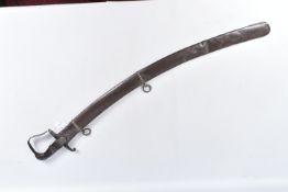 A 1796 PATTERN LIGHT CAVALRY SWORD WITH SCABBARD, the curved blade has a crown with a number 52o