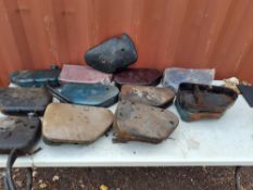 A COLLECTION OF MOSTLY AJS MATCHLESS OIL AND TOOLBOXES, including three oil tanks and seven
