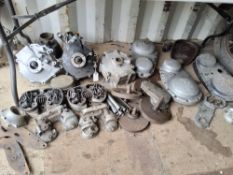 A COLLECTION OF AJS/MATCHLESS ENGINE PARTS including a 58/16MS 33379 engine case, a 59/16 38267