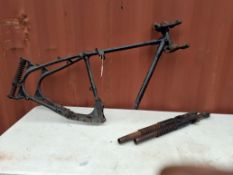 A 1950s MOTORCYCLE FRAME, possibly BSA, with frame No. BC10S4 3207 stamped on headrace, M&B