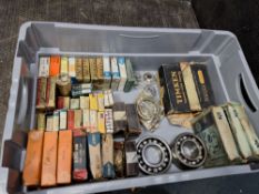 A TRAY CONTAINING VINTAGE MOTORCYCLE BEARING see pics for makes and sizes