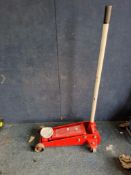 A HEAVY DUTY TROLLEY JACK with handle