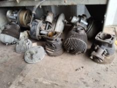 THREE VINTAGE VILLIERS MOTORCYCLE ENGINES AND PARTS, including one stamped 049B 4613514, another