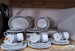 FORTY-TWO PIECE WEDGWOOD SUSIE COOPER DESIGN 'SPARTA' DINNER SERVICE, comprising oval meat plate,