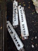 THREE WOODEN SIGNPOST POINTERS with local place names painted on both sides of all